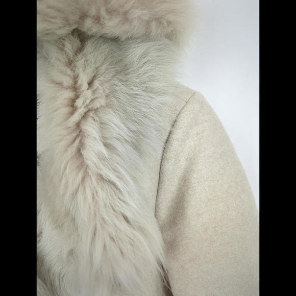 NWT $1805 WOOLRICH Sz S Emily Fur Coat Wool Cashmere Lamb Shearling Insulated - Picture 3 of 11